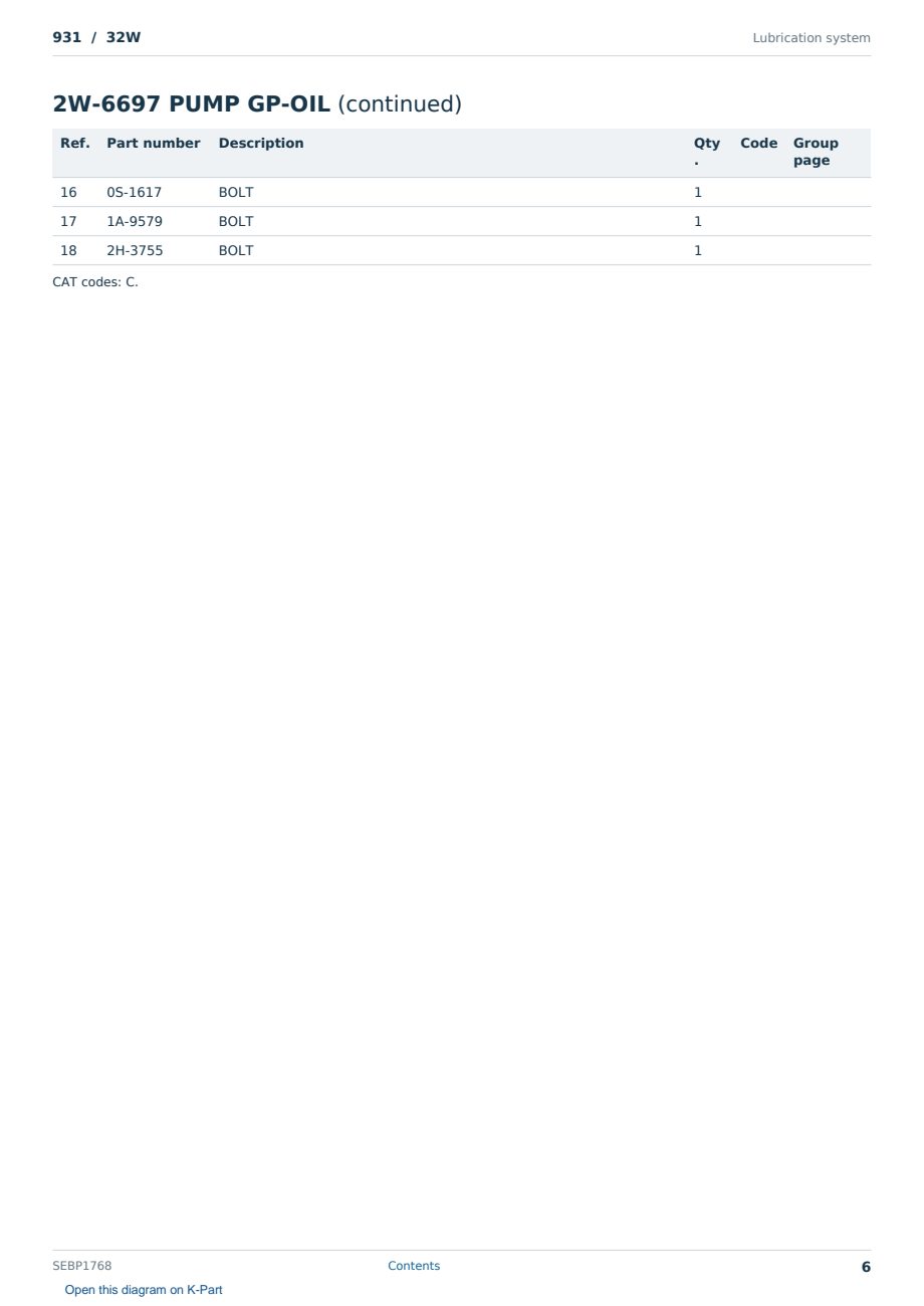 Caterpillar 931 S/N 32W Partsbook SEBP1768 (English) - sample page 6 of 10 Caterpillar 931 S/N 32W Partsbook SEBP1768 (English) - sample page 6 of 10
