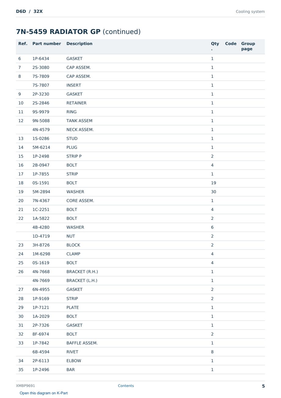 Caterpillar D6D S/N 32X Partsbook XMBP9691 (English) - sample page 5 of 10 Caterpillar D6D S/N 32X Partsbook XMBP9691 (English) - sample page 5 of 10