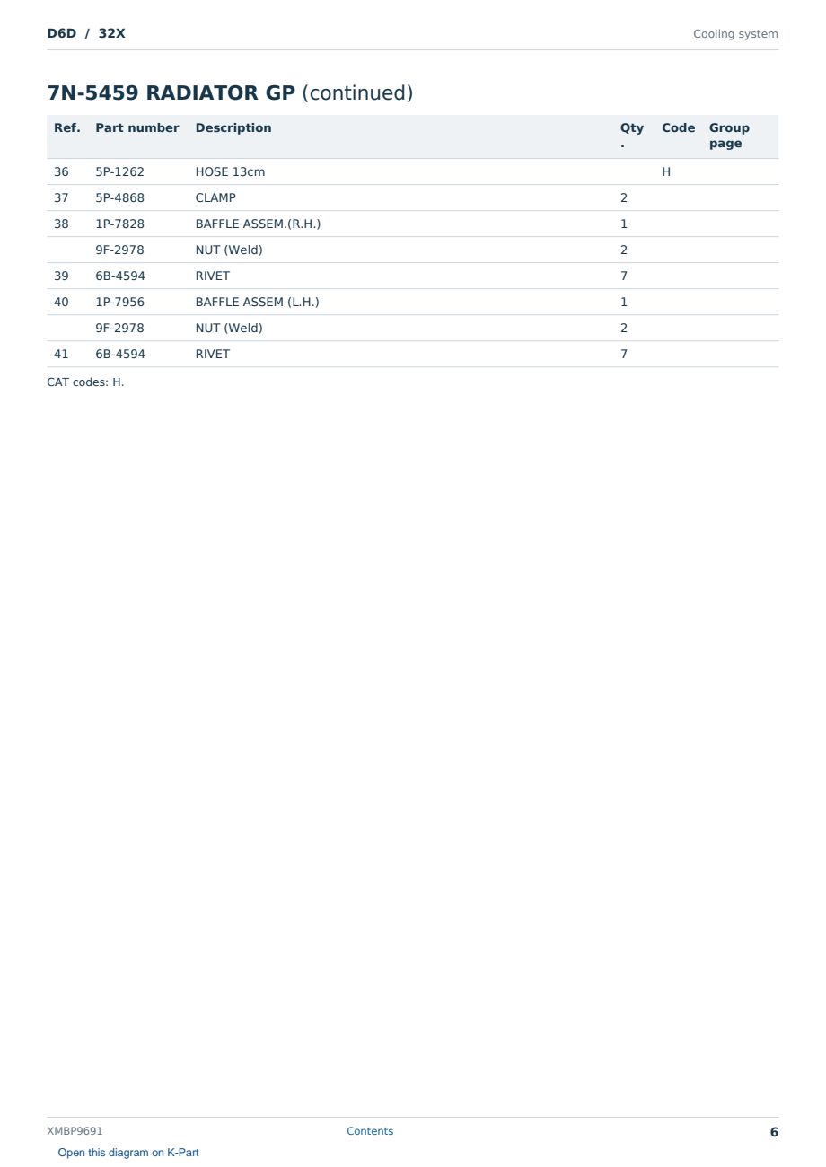 Caterpillar D6D S/N 32X Partsbook XMBP9691 (English) - sample page 6 of 10 Caterpillar D6D S/N 32X Partsbook XMBP9691 (English) - sample page 6 of 10