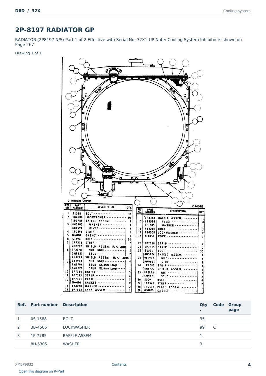 Caterpillar D6D S/N 32X Partsbook XMBP9832 (English) - sample page 4 of 10 Caterpillar D6D S/N 32X Partsbook XMBP9832 (English) - sample page 4 of 10