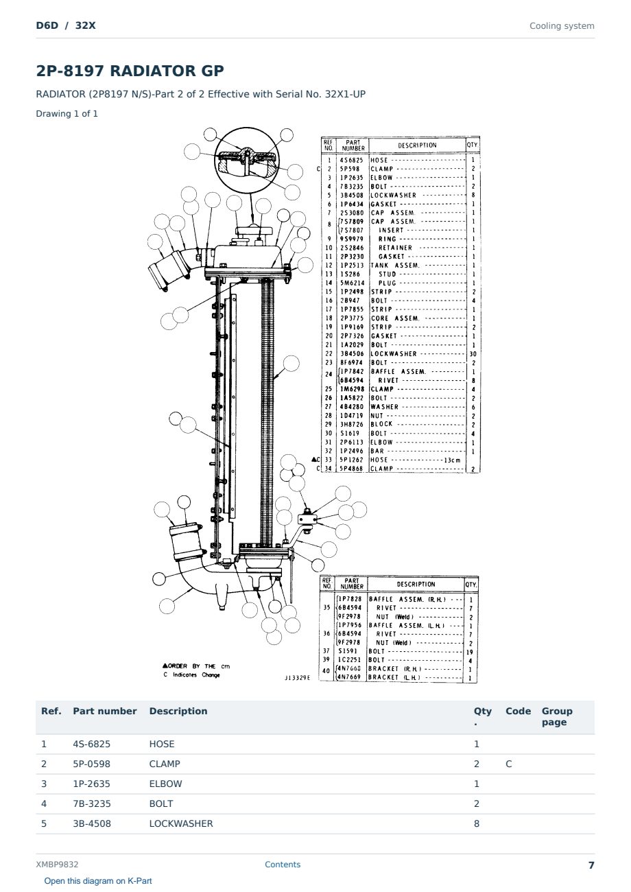 Caterpillar D6D S/N 32X Partsbook XMBP9832 (English) - sample page 7 of 10 Caterpillar D6D S/N 32X Partsbook XMBP9832 (English) - sample page 7 of 10