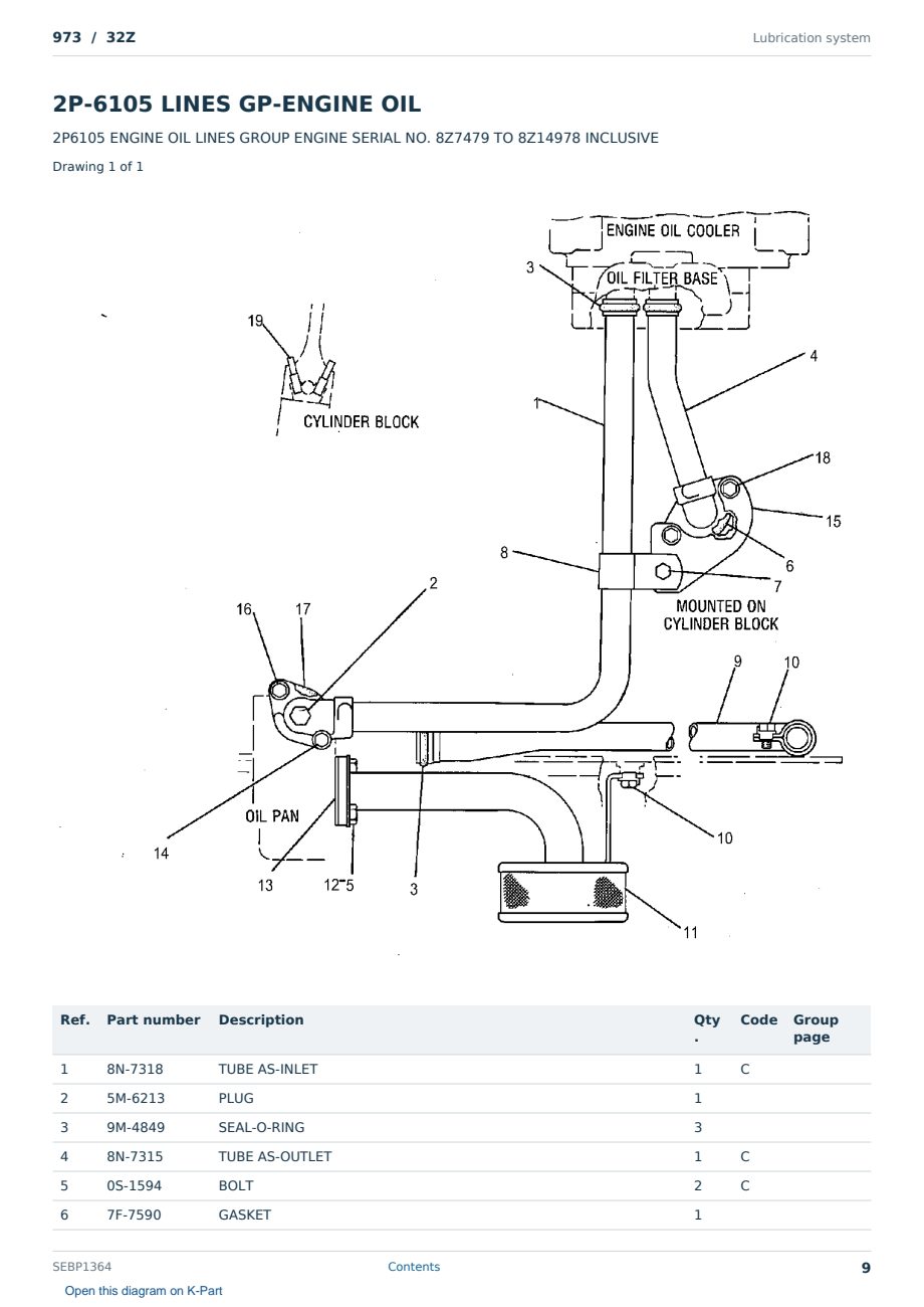 Caterpillar 973 S/N 32Z Partsbook SEBP1364 (English) - sample page 9 of 10 Caterpillar 973 S/N 32Z Partsbook SEBP1364 (English) - sample page 9 of 10