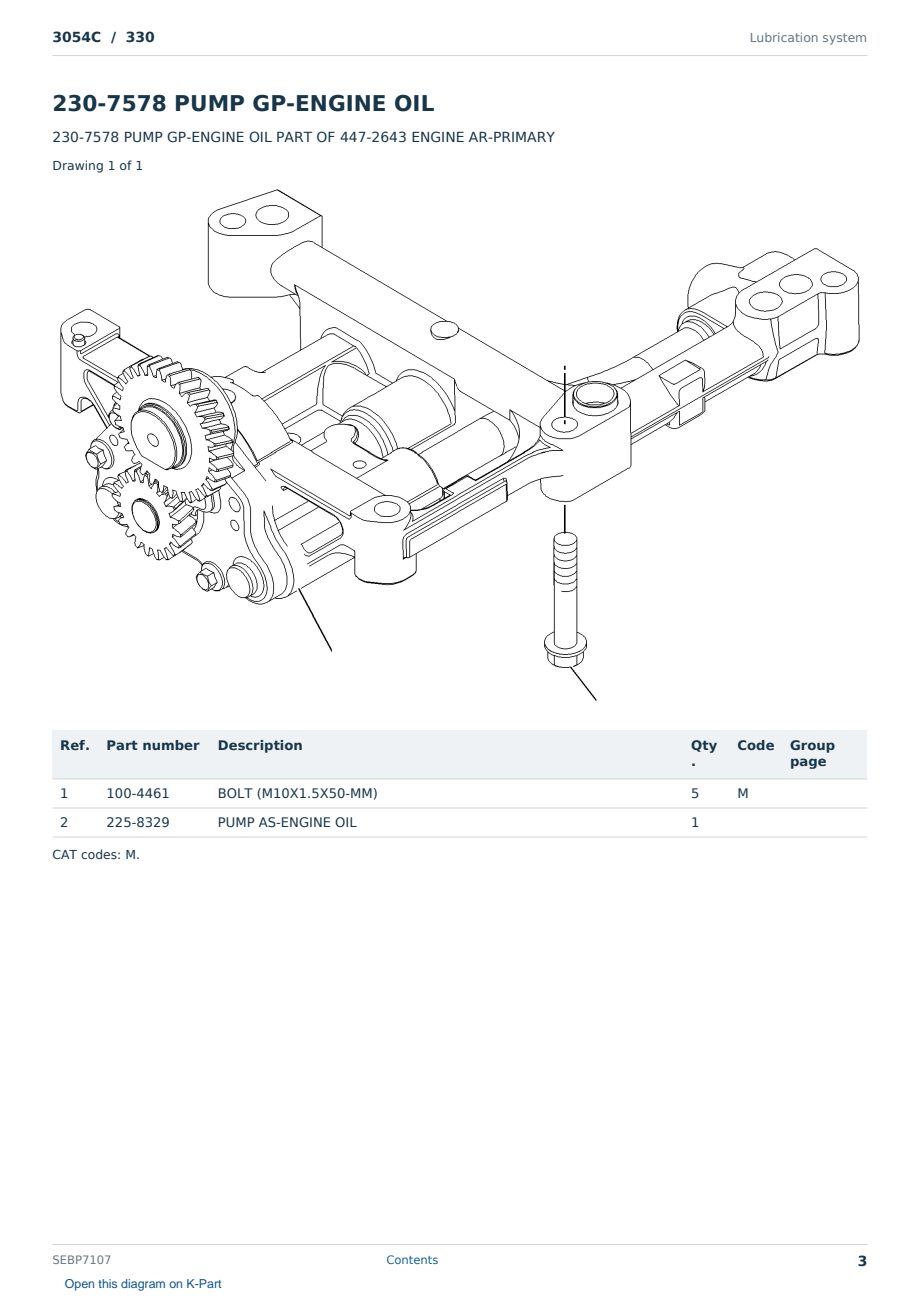 Caterpillar 3054C S/N 330 Partsbook SEBP7107 (English) - sample page 3 of 10 Caterpillar 3054C S/N 330 Partsbook SEBP7107 (English) - sample page 3 of 10