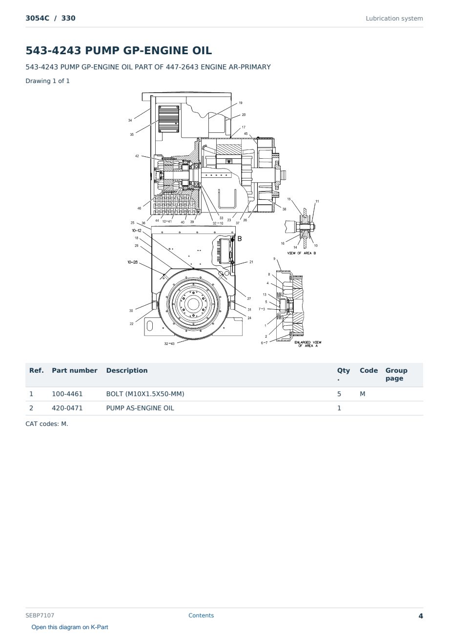 Caterpillar 3054C S/N 330 Partsbook SEBP7107 (English) - sample page 4 of 10 Caterpillar 3054C S/N 330 Partsbook SEBP7107 (English) - sample page 4 of 10
