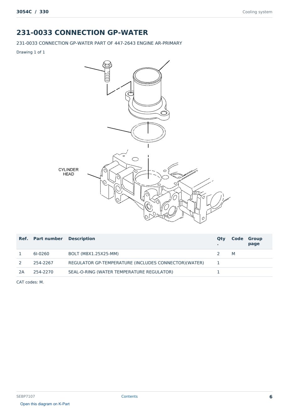 Caterpillar 3054C S/N 330 Partsbook SEBP7107 (English) - sample page 6 of 10 Caterpillar 3054C S/N 330 Partsbook SEBP7107 (English) - sample page 6 of 10