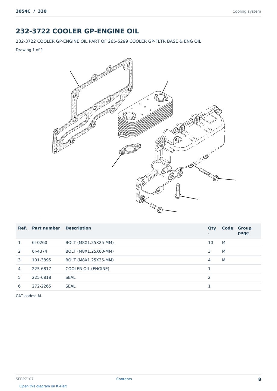 Caterpillar 3054C S/N 330 Partsbook SEBP7107 (English) - sample page 8 of 10 Caterpillar 3054C S/N 330 Partsbook SEBP7107 (English) - sample page 8 of 10
