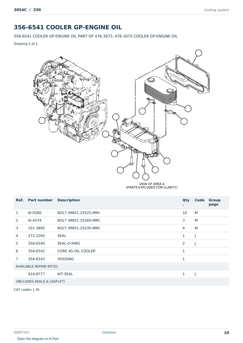Caterpillar 3054C S/N 330 Partsbook SEBP7107 (English) - sample page 10 of 10 Caterpillar 3054C S/N 330 Partsbook SEBP7107 (English) - sample page 10 of 10