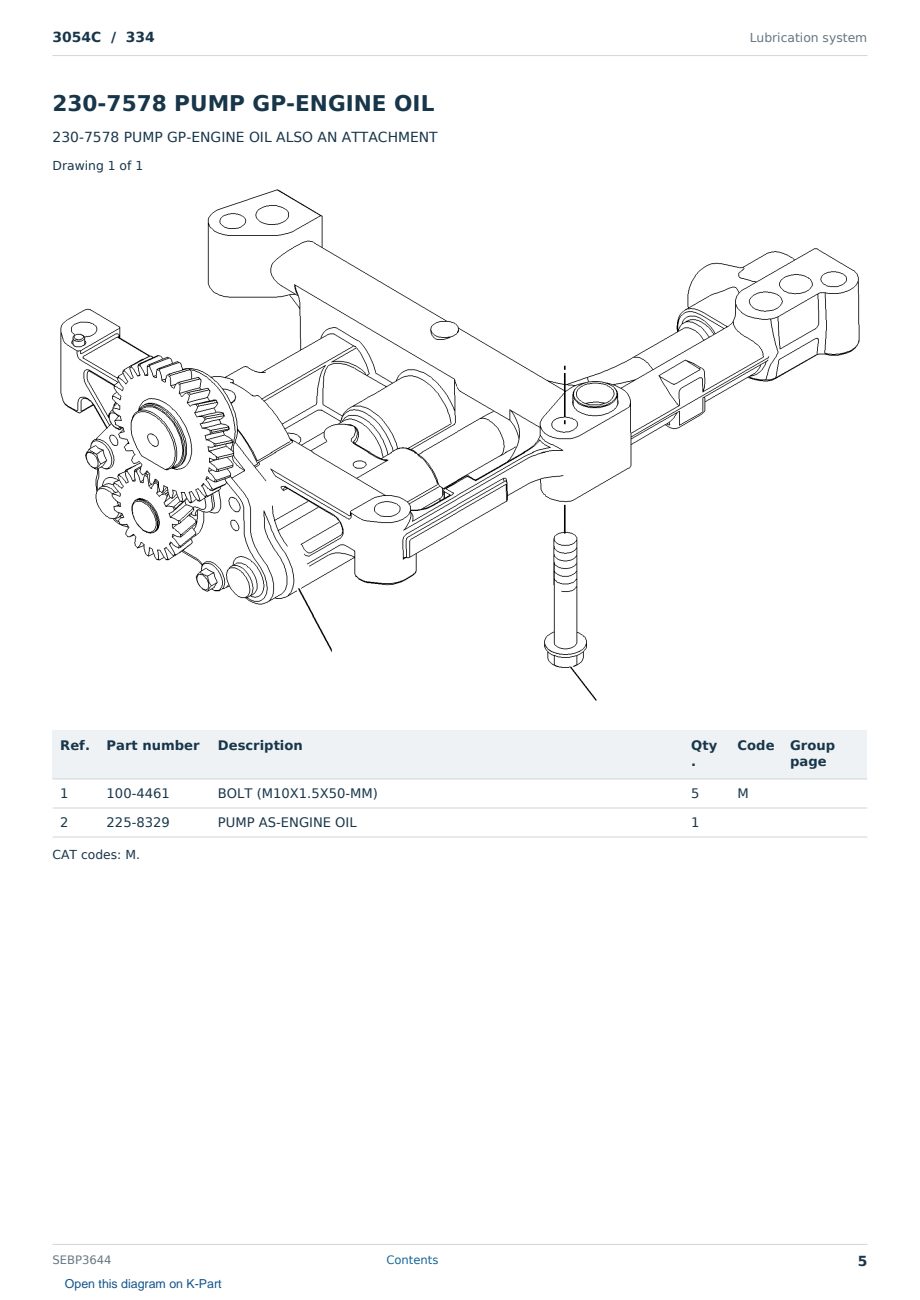 Caterpillar 3054C S/N 334 Partsbook SEBP3644 (English) - sample page 5 of 10 Caterpillar 3054C S/N 334 Partsbook SEBP3644 (English) - sample page 5 of 10