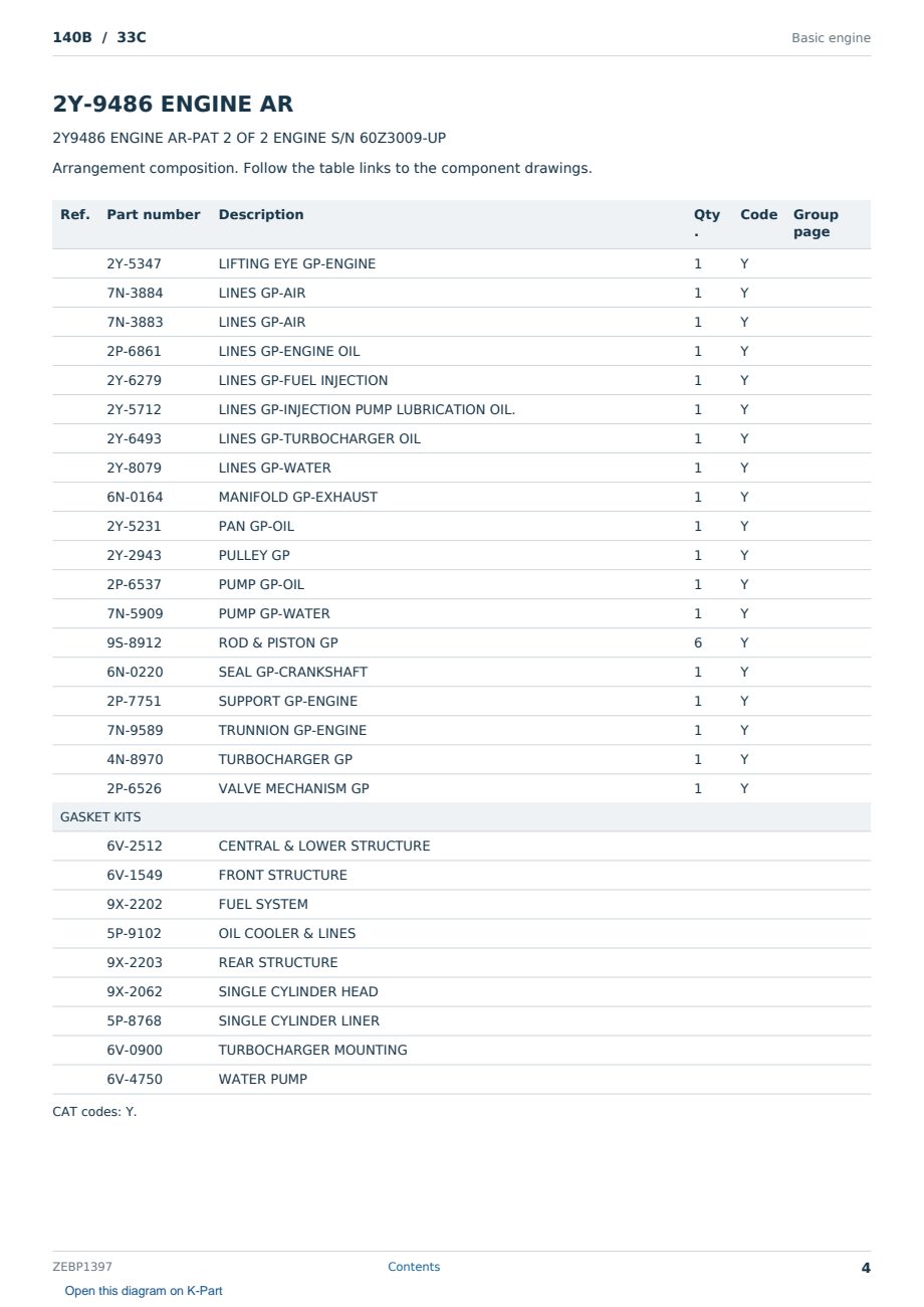 Caterpillar 140B S/N 33C Partsbook ZEBP1397 (English) - sample page 4 of 10 Caterpillar 140B S/N 33C Partsbook ZEBP1397 (English) - sample page 4 of 10
