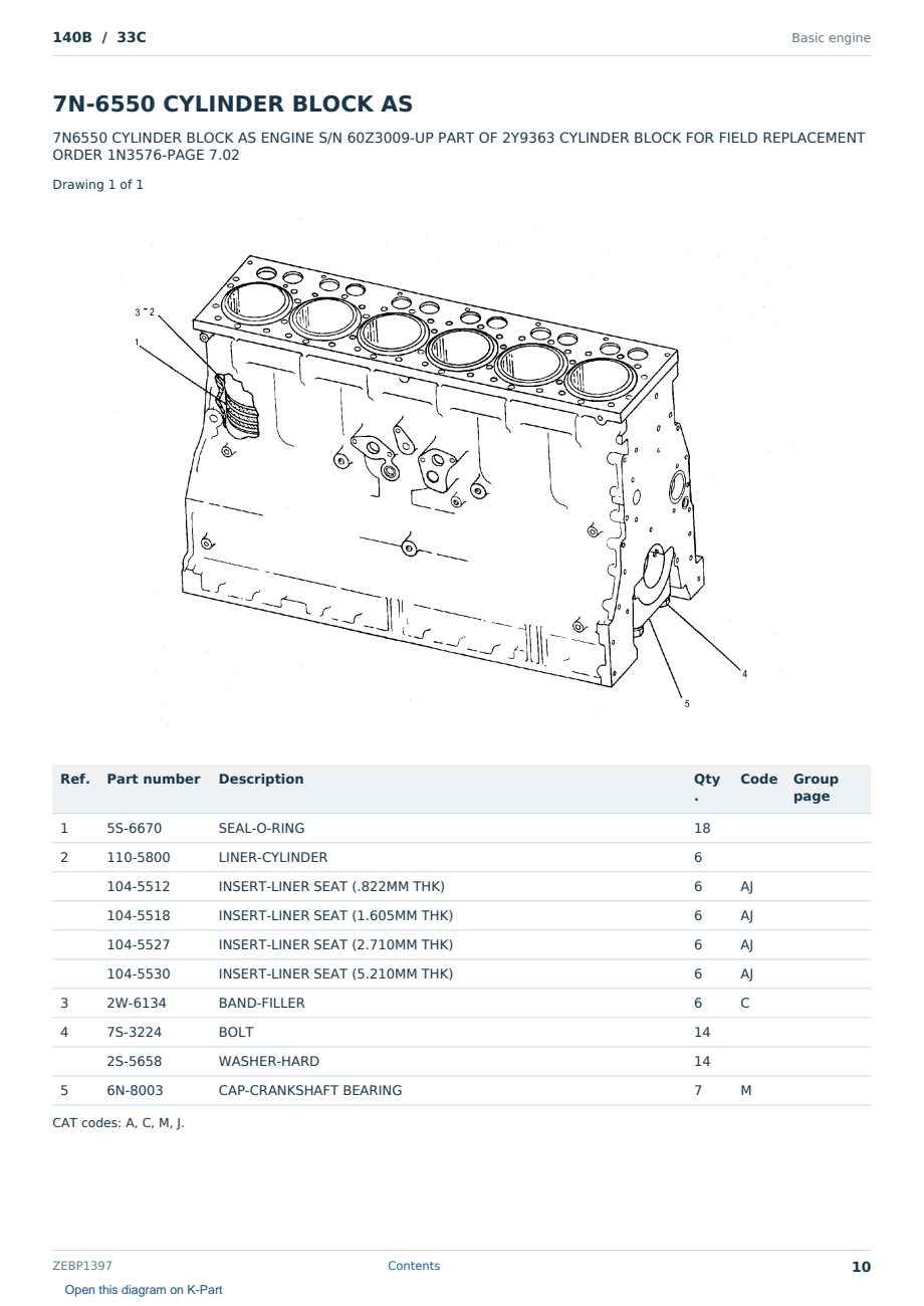 Caterpillar 140B S/N 33C Partsbook ZEBP1397 (English) - sample page 10 of 10 Caterpillar 140B S/N 33C Partsbook ZEBP1397 (English) - sample page 10 of 10