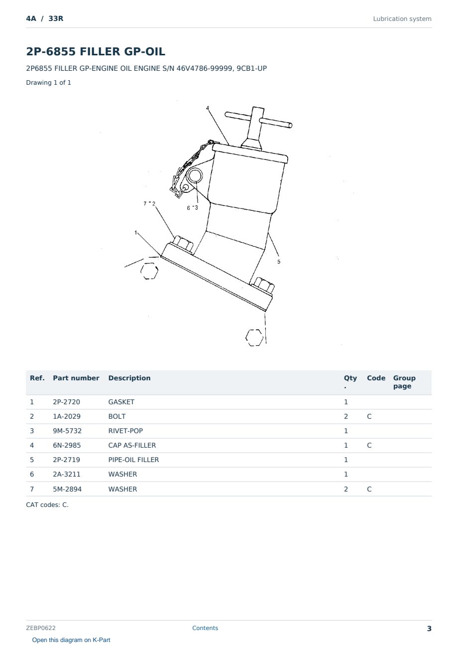 Caterpillar 4A S/N 33R Partsbook ZEBP0622 (English) - sample page 3 of 10 Caterpillar 4A S/N 33R Partsbook ZEBP0622 (English) - sample page 3 of 10