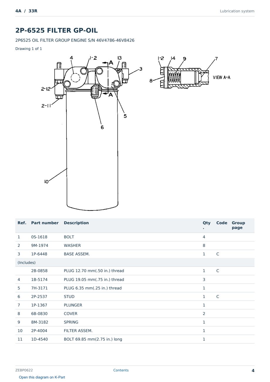Caterpillar 4A S/N 33R Partsbook ZEBP0622 (English) - sample page 4 of 10 Caterpillar 4A S/N 33R Partsbook ZEBP0622 (English) - sample page 4 of 10