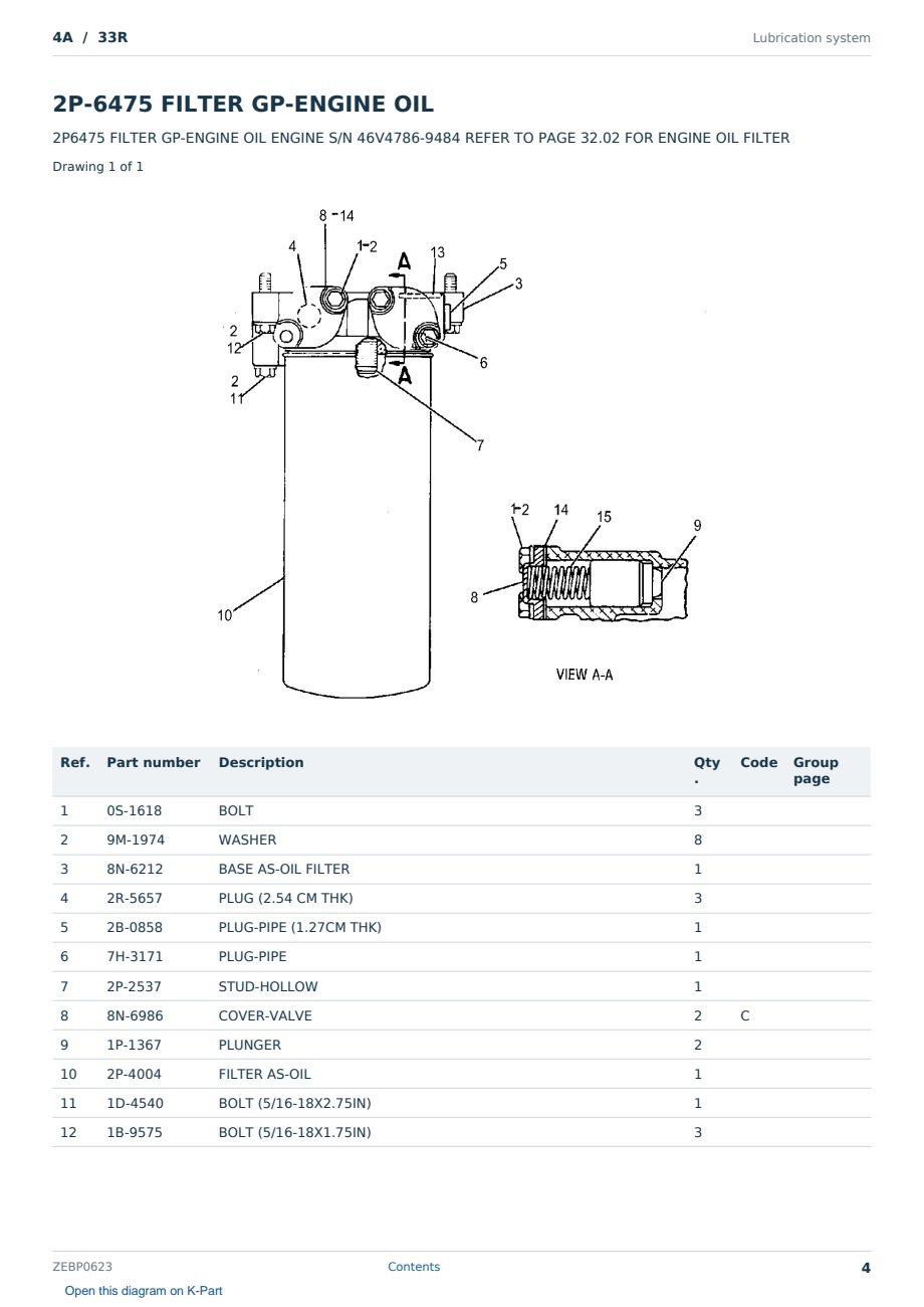 Caterpillar 4A S/N 33R Partsbook ZEBP0623 (English) - sample page 4 of 10 Caterpillar 4A S/N 33R Partsbook ZEBP0623 (English) - sample page 4 of 10
