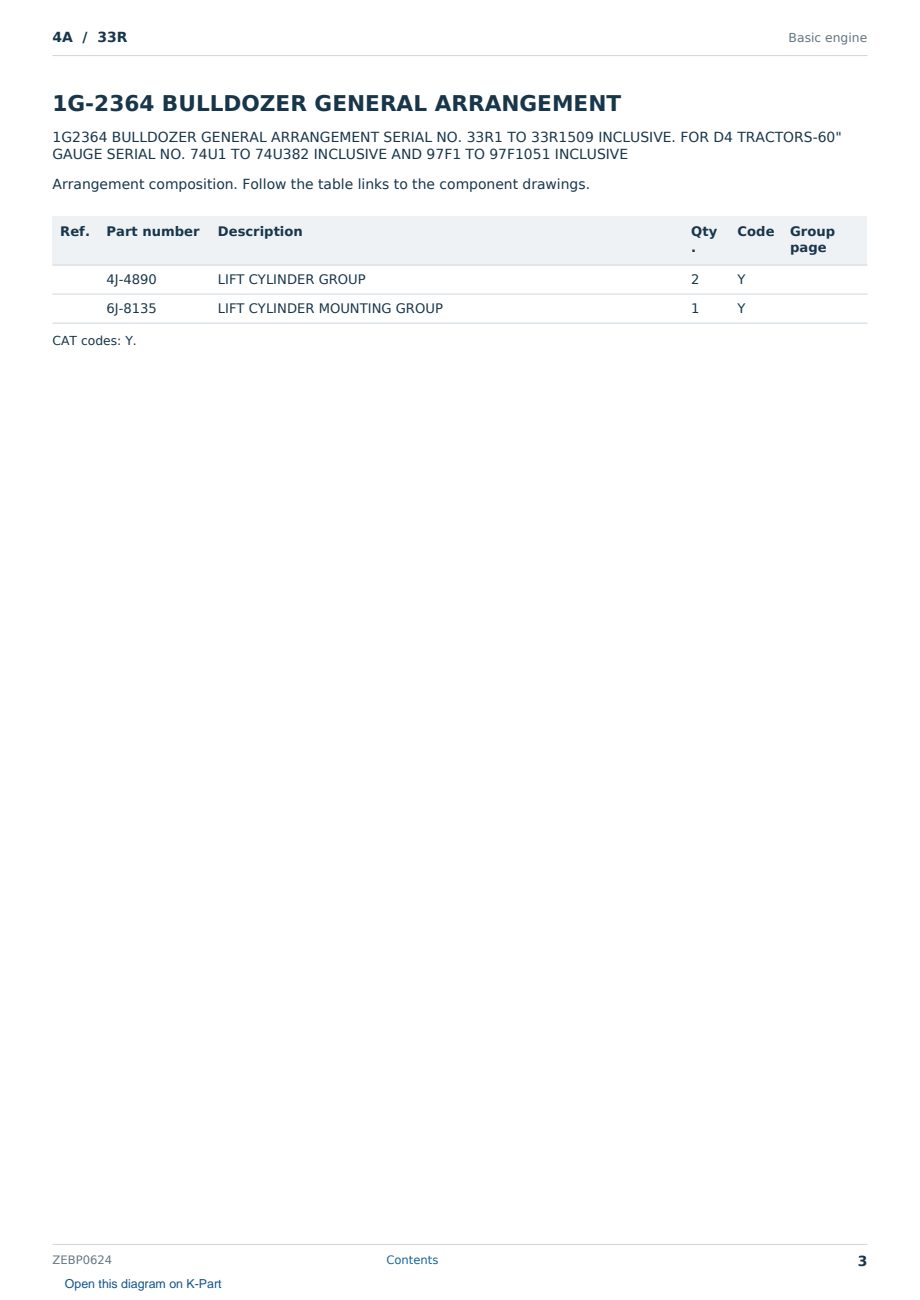 Caterpillar 4A S/N 33R Partsbook ZEBP0624 (English) - sample page 3 of 10 Caterpillar 4A S/N 33R Partsbook ZEBP0624 (English) - sample page 3 of 10
