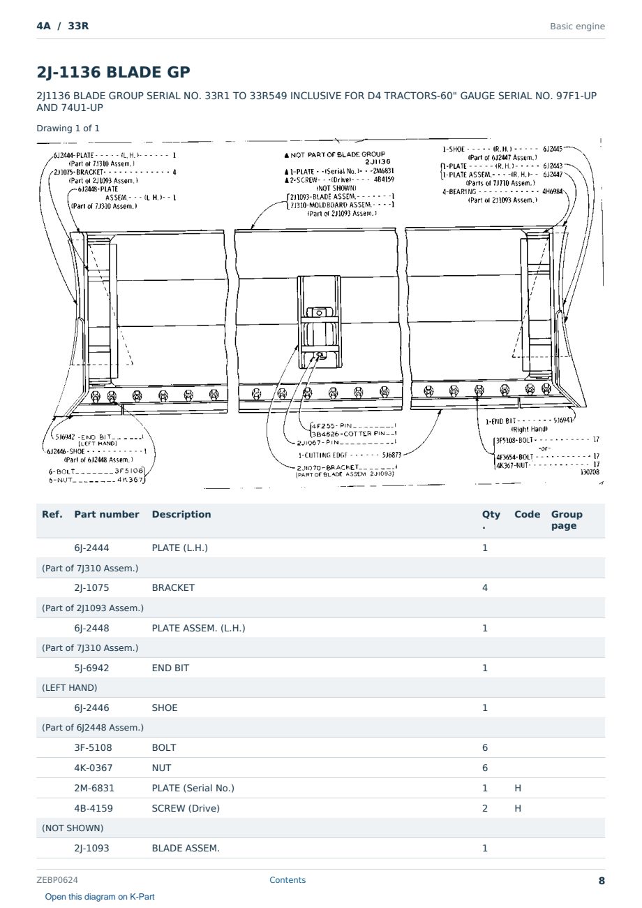 Caterpillar 4A S/N 33R Partsbook ZEBP0624 (English) - sample page 8 of 10 Caterpillar 4A S/N 33R Partsbook ZEBP0624 (English) - sample page 8 of 10