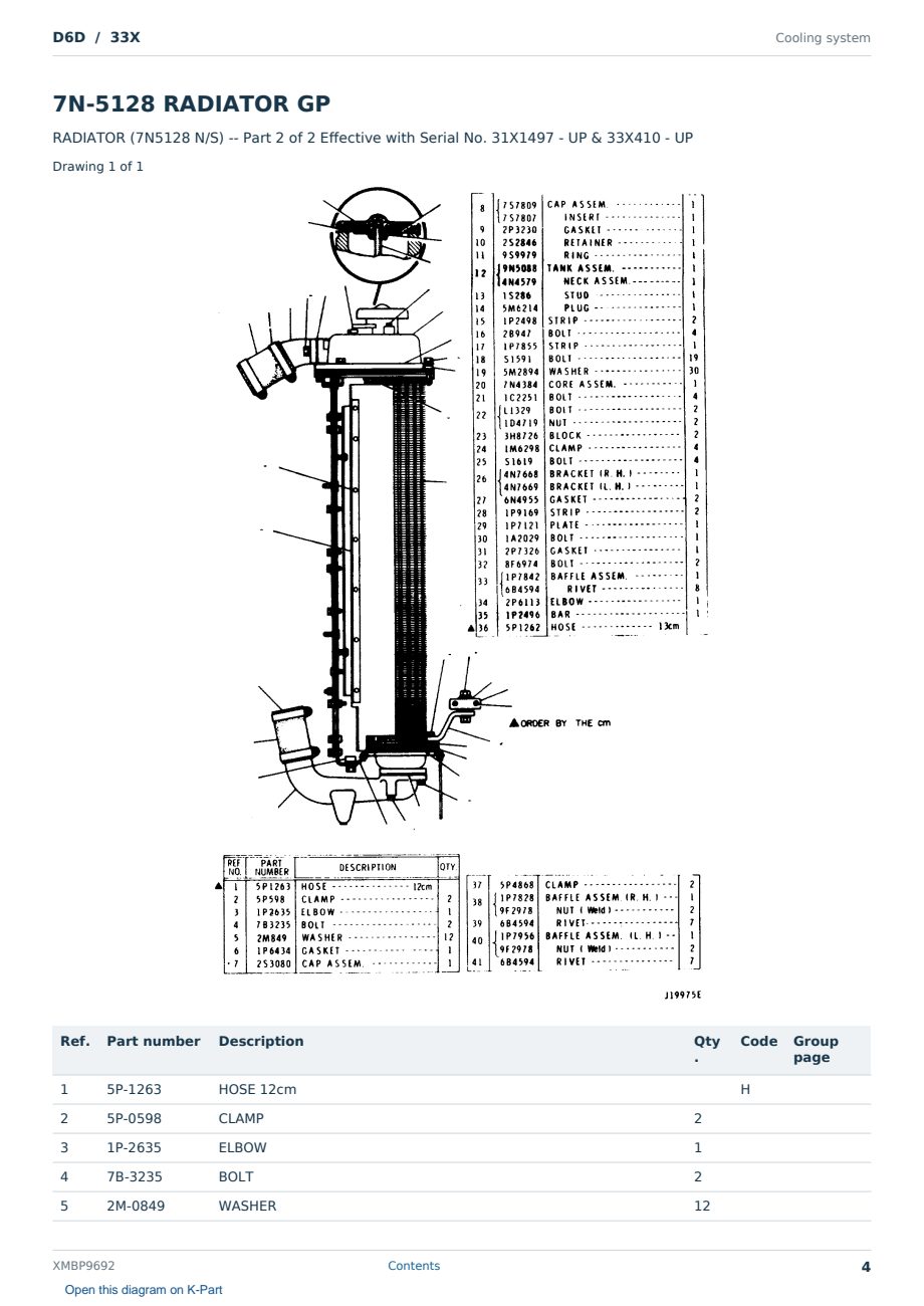 Caterpillar D6D S/N 33X Partsbook XMBP9692 (English) - sample page 4 of 10 Caterpillar D6D S/N 33X Partsbook XMBP9692 (English) - sample page 4 of 10