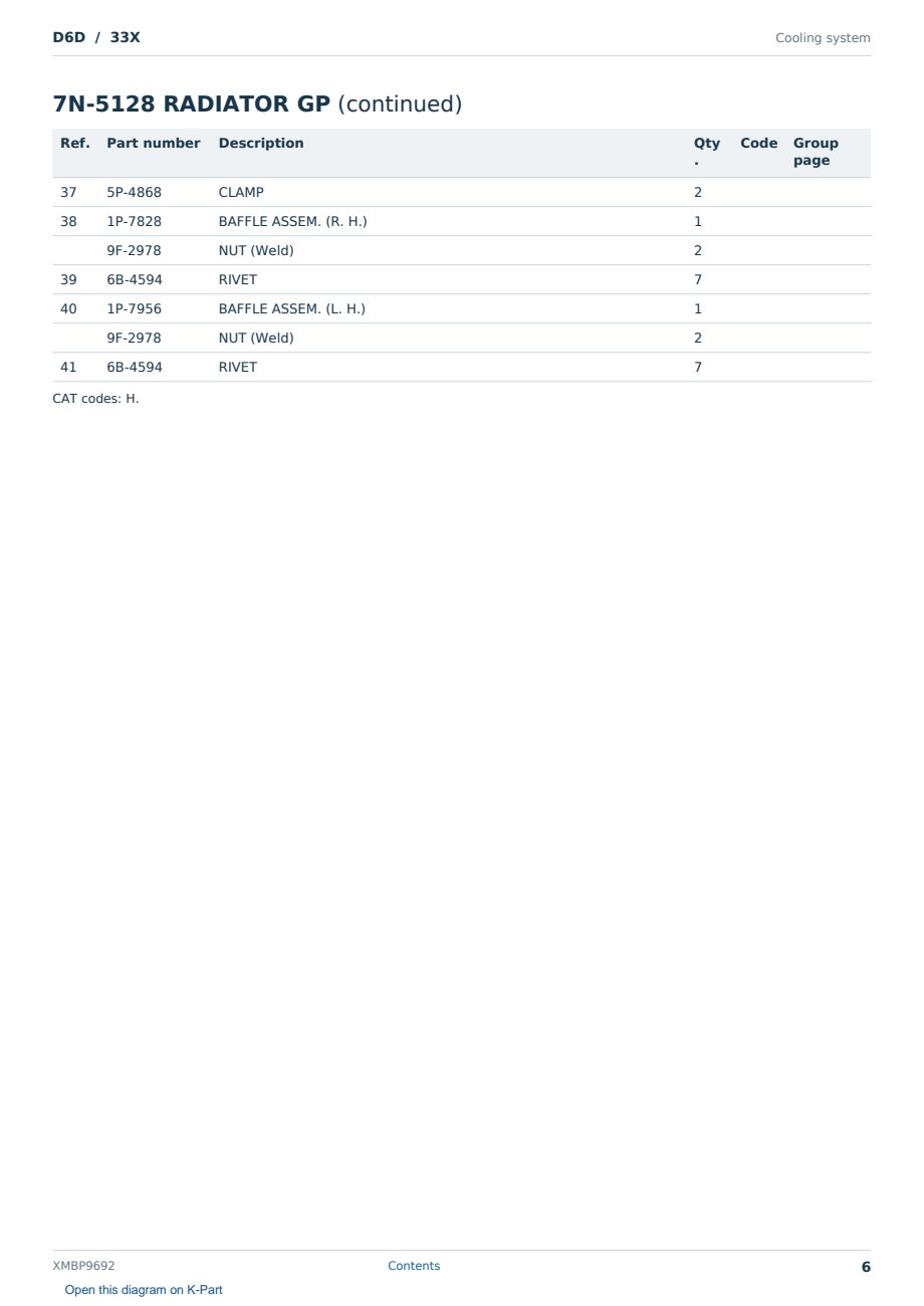 Caterpillar D6D S/N 33X Partsbook XMBP9692 (English) - sample page 6 of 10 Caterpillar D6D S/N 33X Partsbook XMBP9692 (English) - sample page 6 of 10