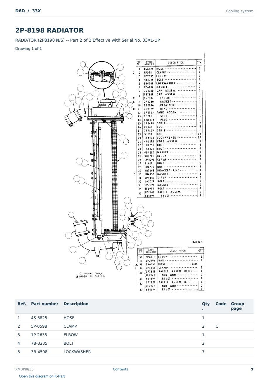 Caterpillar D6D S/N 33X Partsbook XMBP9833 (English) - sample page 7 of 10 Caterpillar D6D S/N 33X Partsbook XMBP9833 (English) - sample page 7 of 10