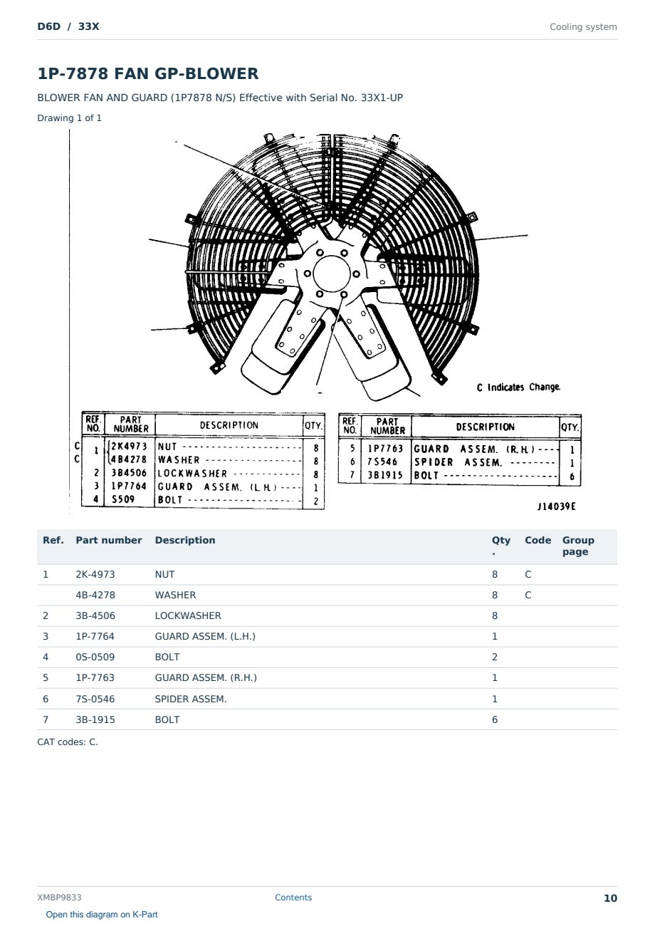Caterpillar D6D S/N 33X Partsbook XMBP9833 (English) - sample page 10 of 10 Caterpillar D6D S/N 33X Partsbook XMBP9833 (English) - sample page 10 of 10