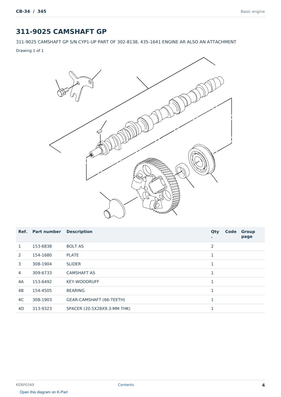 Caterpillar CB-34 S/N 345 Partsbook KEBP0349 (English) - sample page 4 of 10 Caterpillar CB-34 S/N 345 Partsbook KEBP0349 (English) - sample page 4 of 10