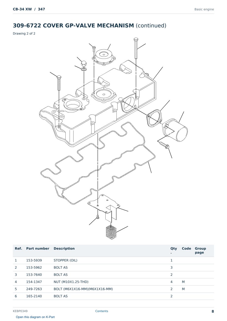 Caterpillar CB-34 XW S/N 347 Partsbook KEBP0349 (English) - sample page 8 of 10 Caterpillar CB-34 XW S/N 347 Partsbook KEBP0349 (English) - sample page 8 of 10