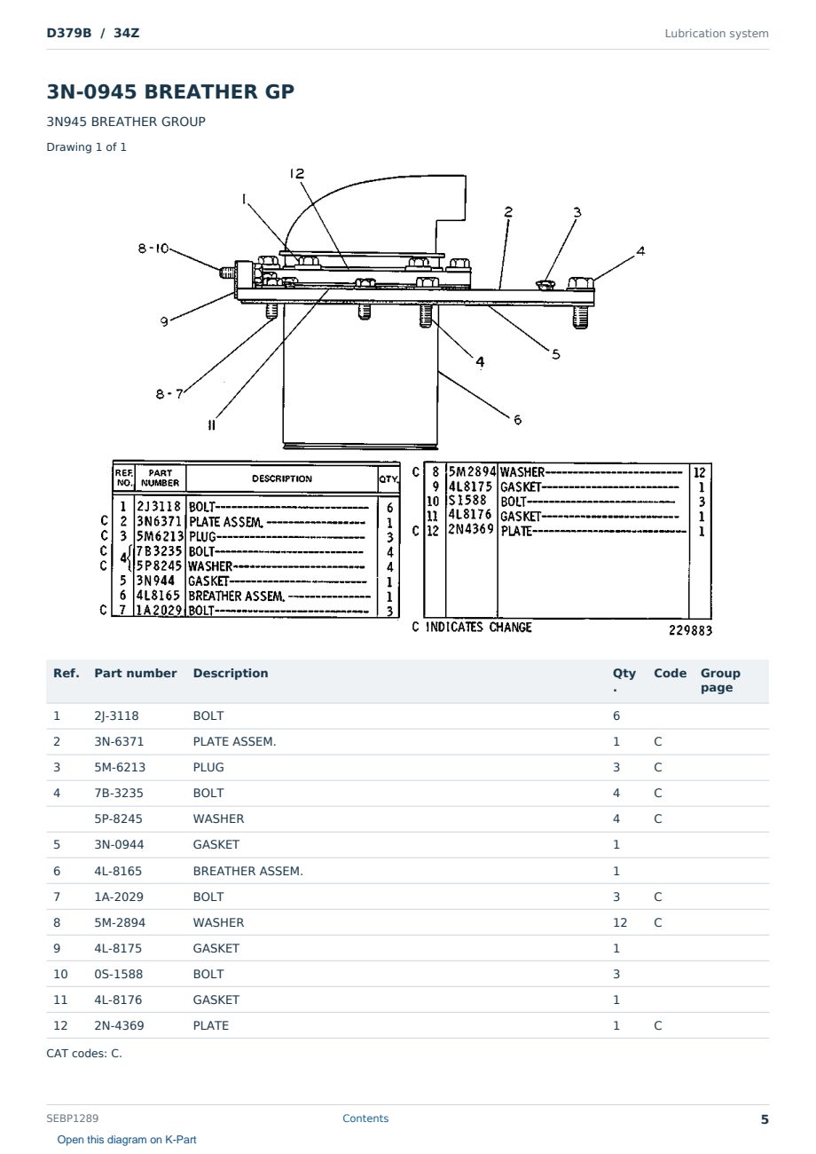 Caterpillar D379B S/N 34Z Partsbook SEBP1289 (English) - sample page 5 of 10 Caterpillar D379B S/N 34Z Partsbook SEBP1289 (English) - sample page 5 of 10