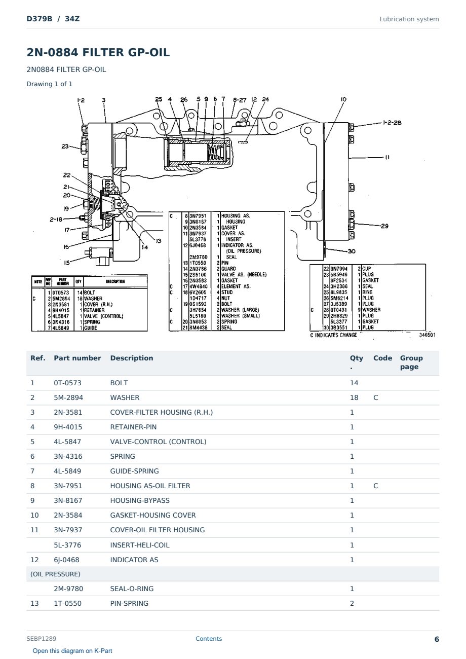 Caterpillar D379B S/N 34Z Partsbook SEBP1289 (English) - sample page 6 of 10 Caterpillar D379B S/N 34Z Partsbook SEBP1289 (English) - sample page 6 of 10
