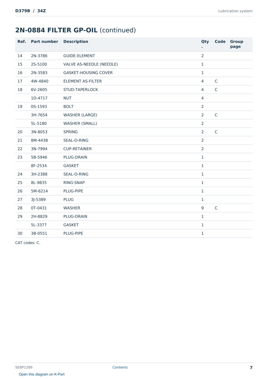 Caterpillar D379B S/N 34Z Partsbook SEBP1289 (English) - sample page 7 of 10 Caterpillar D379B S/N 34Z Partsbook SEBP1289 (English) - sample page 7 of 10