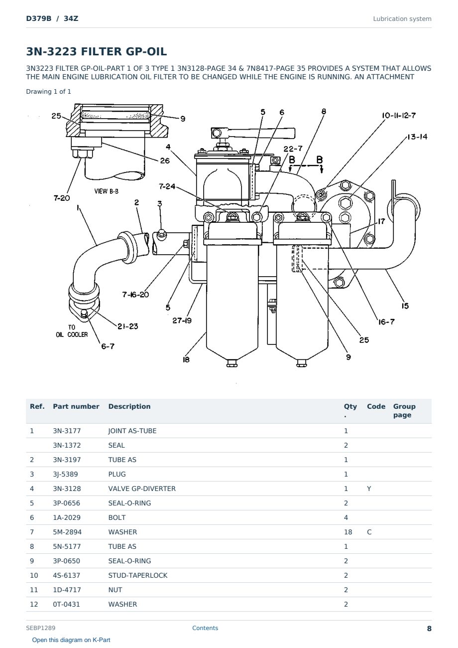 Caterpillar D379B S/N 34Z Partsbook SEBP1289 (English) - sample page 8 of 10 Caterpillar D379B S/N 34Z Partsbook SEBP1289 (English) - sample page 8 of 10