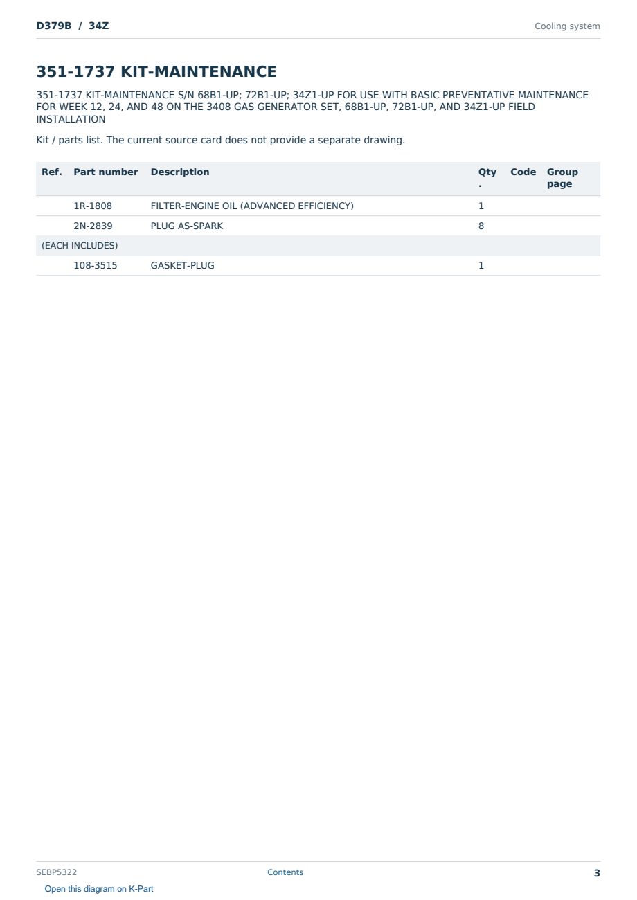 Caterpillar D379B S/N 34Z Partsbook SEBP5322 (English) - sample page 3 of 9 Caterpillar D379B S/N 34Z Partsbook SEBP5322 (English) - sample page 3 of 9