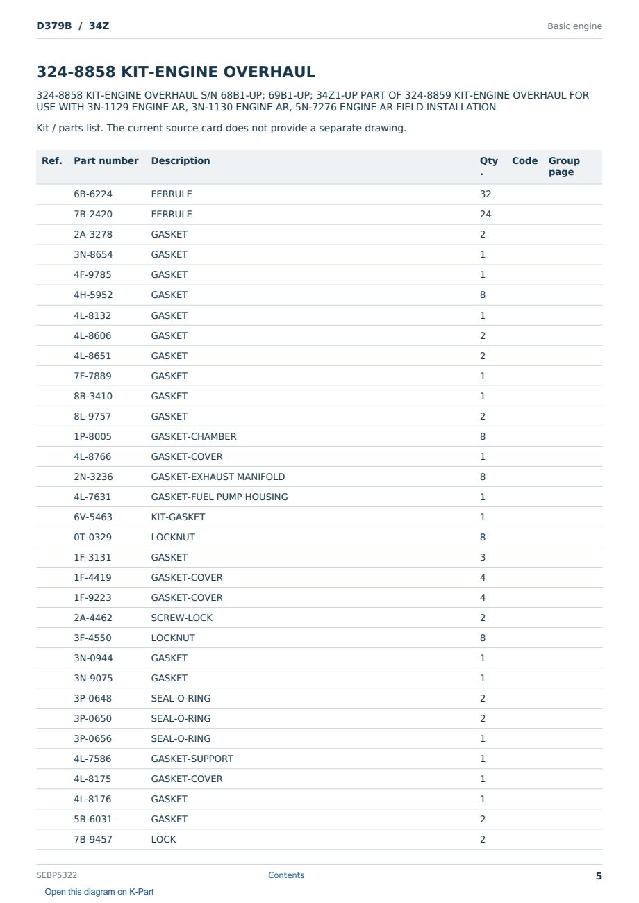 Caterpillar D379B S/N 34Z Partsbook SEBP5322 (English) - sample page 5 of 9 Caterpillar D379B S/N 34Z Partsbook SEBP5322 (English) - sample page 5 of 9