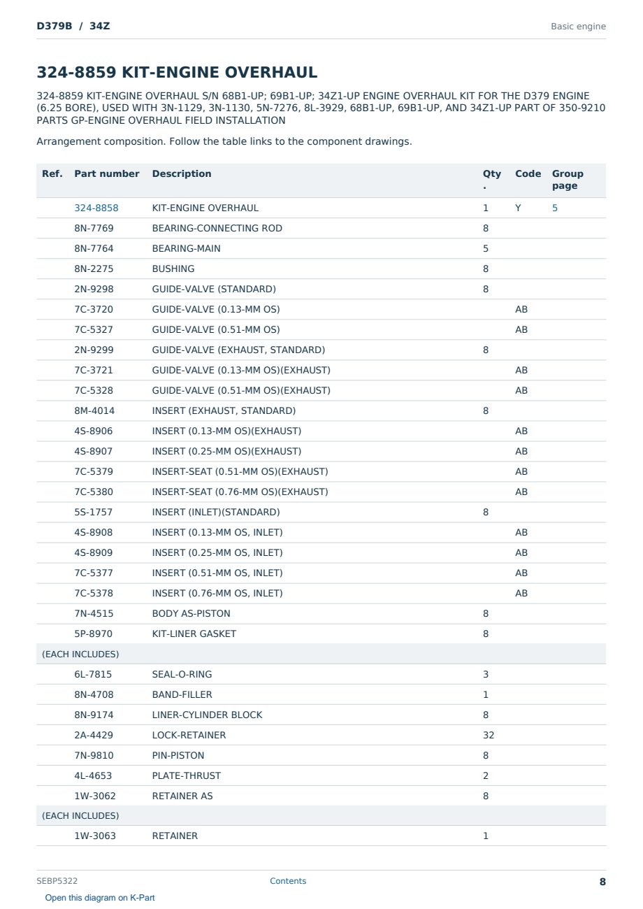 Caterpillar D379B S/N 34Z Partsbook SEBP5322 (English) - sample page 8 of 9 Caterpillar D379B S/N 34Z Partsbook SEBP5322 (English) - sample page 8 of 9