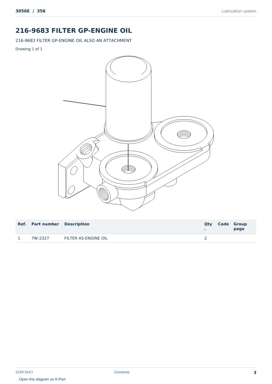 Caterpillar 3056E S/N 356 Partsbook SEBP3643 (English) - sample page 3 of 10 Caterpillar 3056E S/N 356 Partsbook SEBP3643 (English) - sample page 3 of 10