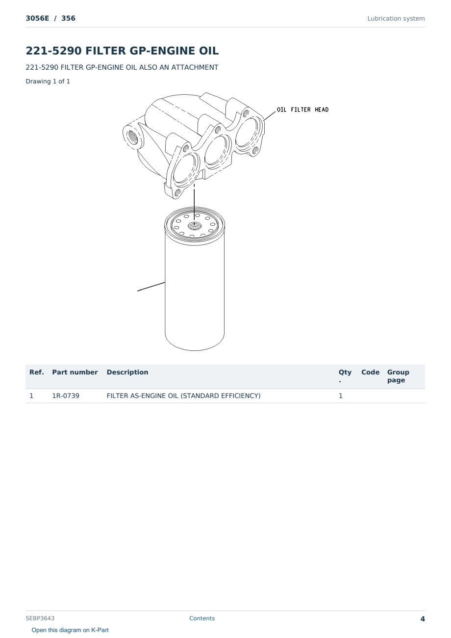 Caterpillar 3056E S/N 356 Partsbook SEBP3643 (English) - sample page 4 of 10 Caterpillar 3056E S/N 356 Partsbook SEBP3643 (English) - sample page 4 of 10