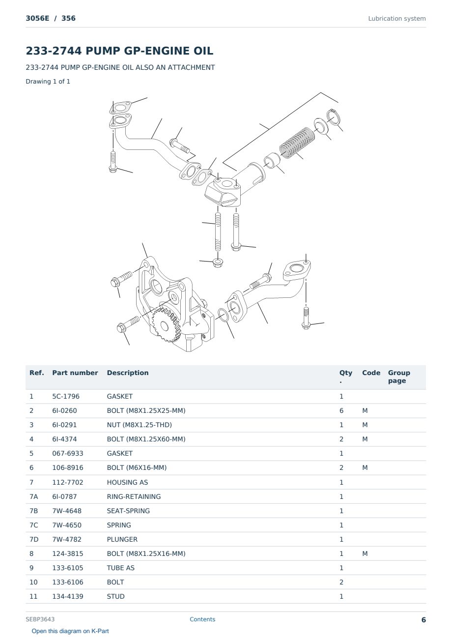 Caterpillar 3056E S/N 356 Partsbook SEBP3643 (English) - sample page 6 of 10 Caterpillar 3056E S/N 356 Partsbook SEBP3643 (English) - sample page 6 of 10