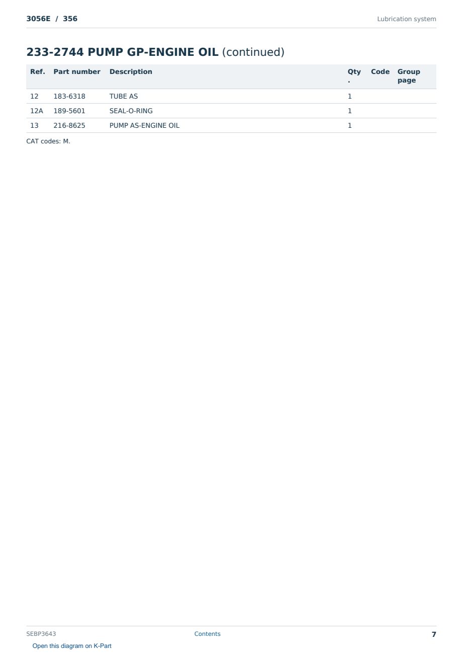 Caterpillar 3056E S/N 356 Partsbook SEBP3643 (English) - sample page 7 of 10 Caterpillar 3056E S/N 356 Partsbook SEBP3643 (English) - sample page 7 of 10