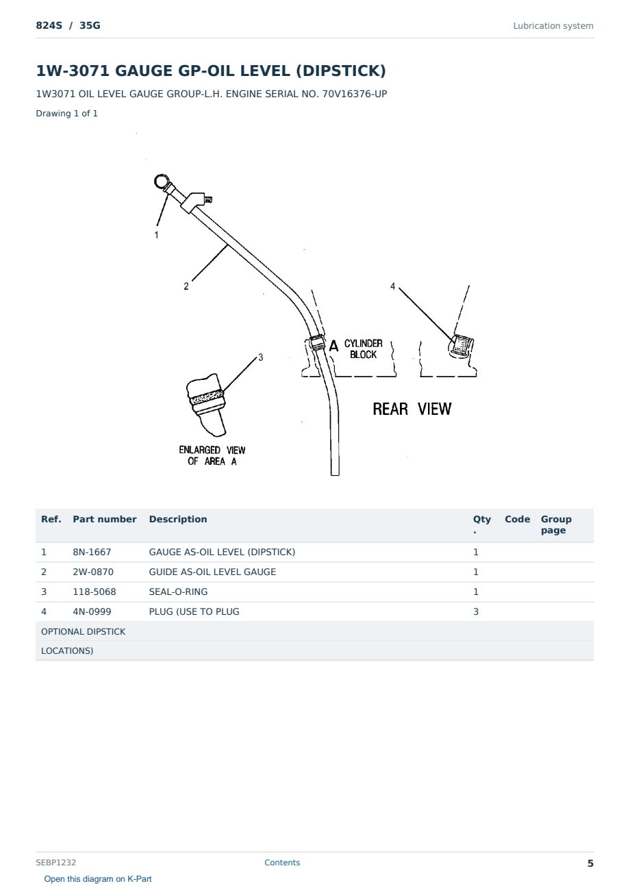 Caterpillar 824S S/N 35G Partsbook SEBP1232 (English) - sample page 5 of 10 Caterpillar 824S S/N 35G Partsbook SEBP1232 (English) - sample page 5 of 10