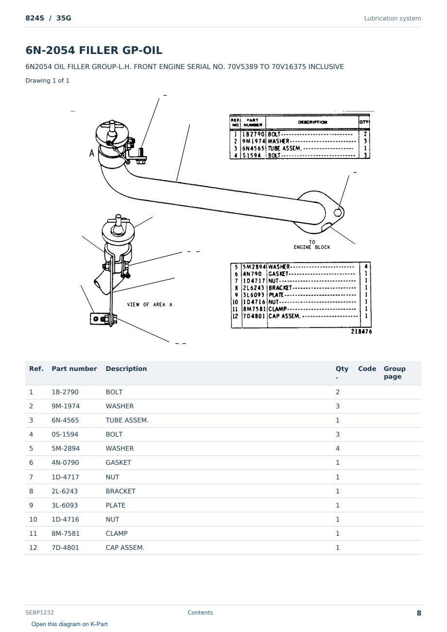 Caterpillar 824S S/N 35G Partsbook SEBP1232 (English) - sample page 8 of 10 Caterpillar 824S S/N 35G Partsbook SEBP1232 (English) - sample page 8 of 10