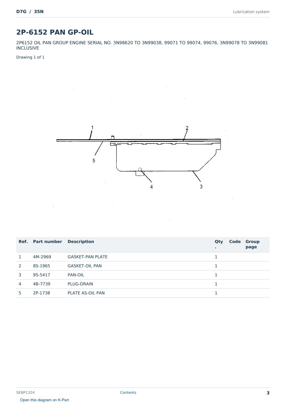 Caterpillar D7G S/N 35N Partsbook SEBP1324 (English) - sample page 3 of 10 Caterpillar D7G S/N 35N Partsbook SEBP1324 (English) - sample page 3 of 10