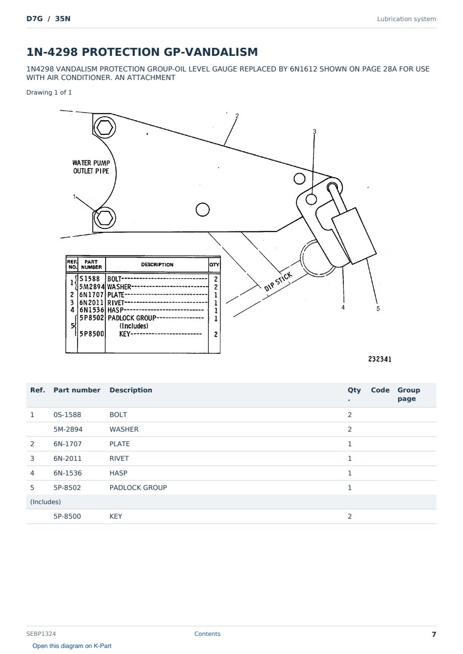 Caterpillar D7G S/N 35N Partsbook SEBP1324 (English) - sample page 7 of 10 Caterpillar D7G S/N 35N Partsbook SEBP1324 (English) - sample page 7 of 10