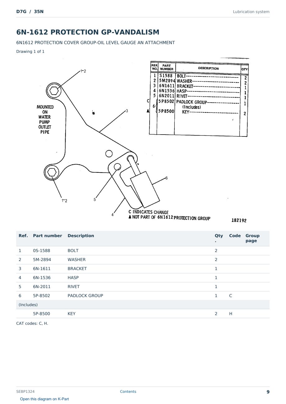 Caterpillar D7G S/N 35N Partsbook SEBP1324 (English) - sample page 9 of 10 Caterpillar D7G S/N 35N Partsbook SEBP1324 (English) - sample page 9 of 10