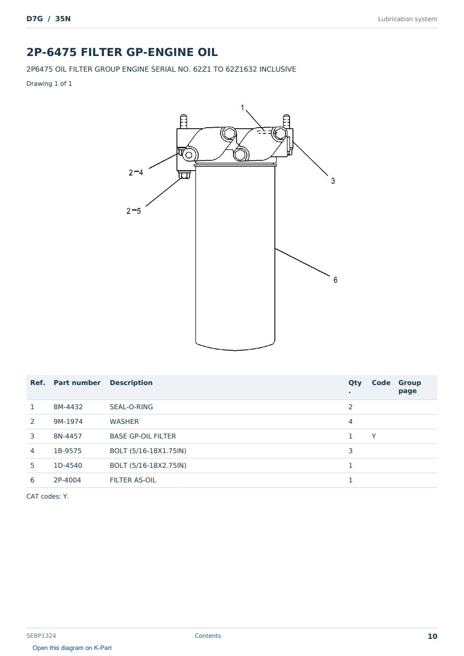 Caterpillar D7G S/N 35N Partsbook SEBP1324 (English) - sample page 10 of 10 Caterpillar D7G S/N 35N Partsbook SEBP1324 (English) - sample page 10 of 10