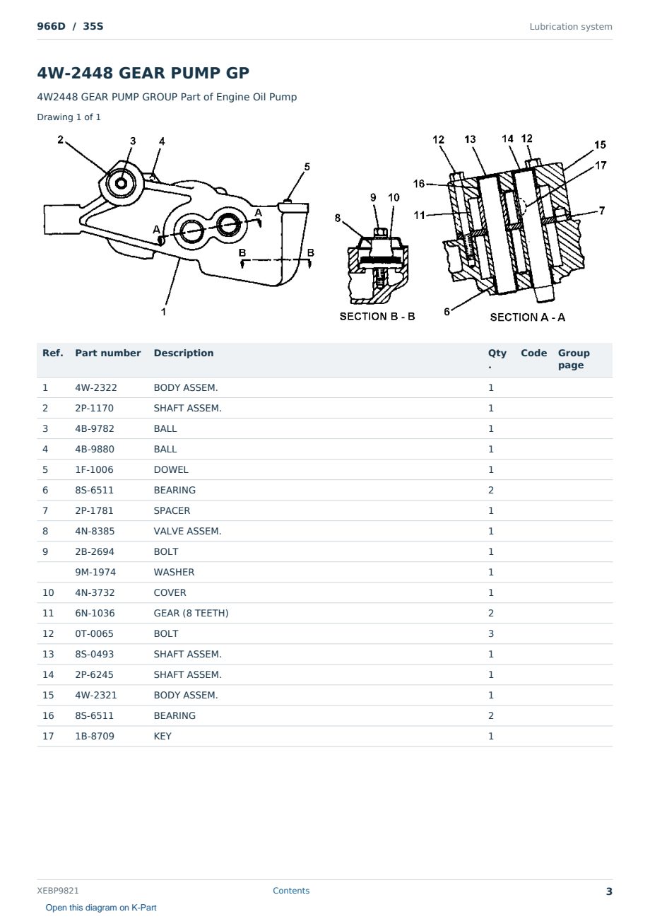 Caterpillar 966D S/N 35S Partsbook XEBP9821 (English) - sample page 3 of 10 Caterpillar 966D S/N 35S Partsbook XEBP9821 (English) - sample page 3 of 10