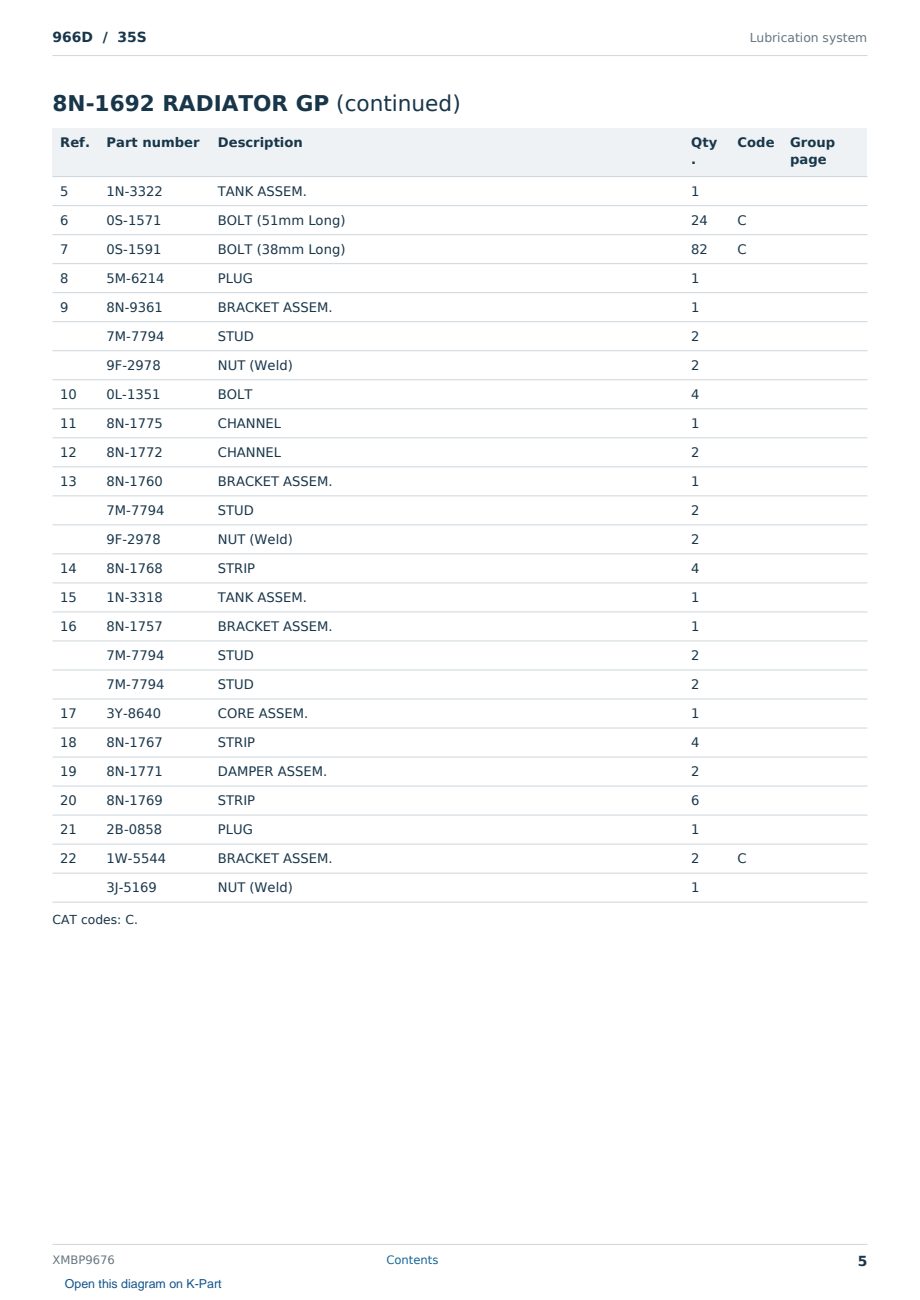Caterpillar 966D S/N 35S Partsbook XMBP9676 (English) - sample page 5 of 10 Caterpillar 966D S/N 35S Partsbook XMBP9676 (English) - sample page 5 of 10