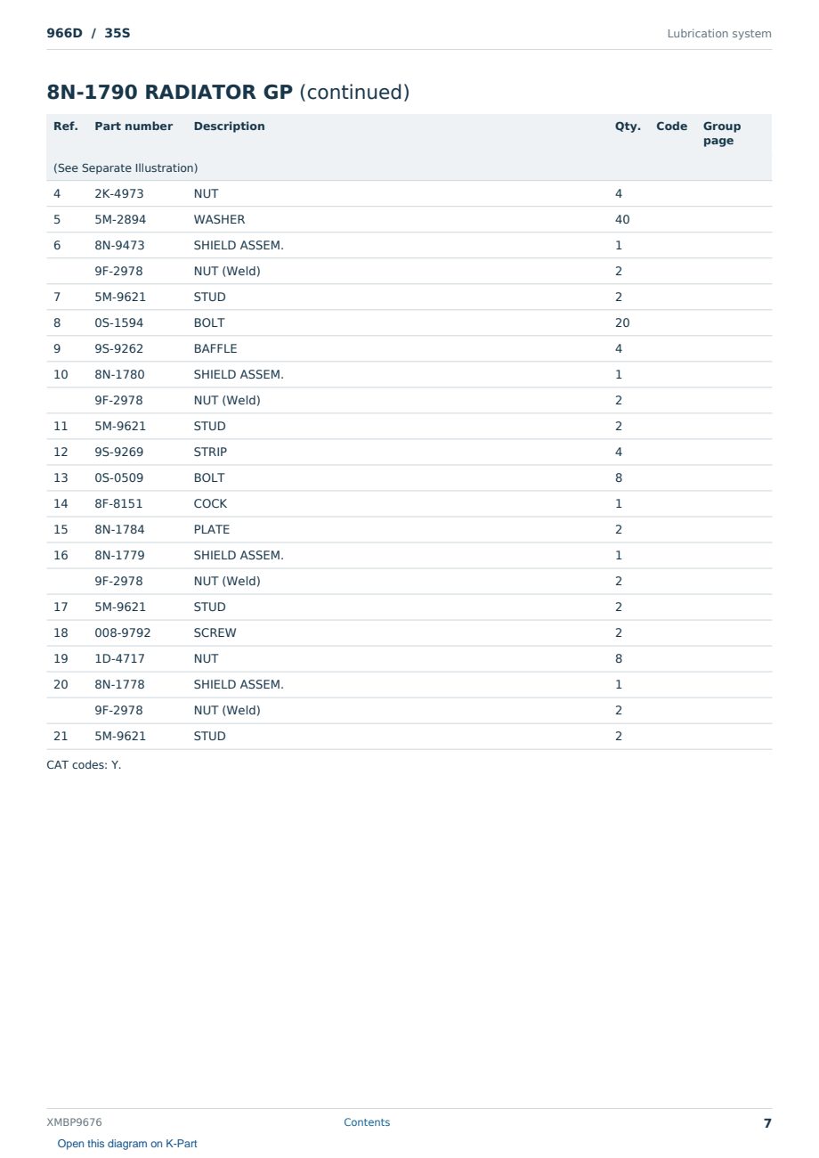 Caterpillar 966D S/N 35S Partsbook XMBP9676 (English) - sample page 7 of 10 Caterpillar 966D S/N 35S Partsbook XMBP9676 (English) - sample page 7 of 10