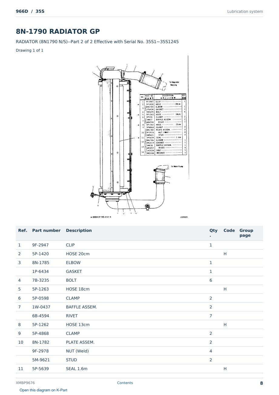 Caterpillar 966D S/N 35S Partsbook XMBP9676 (English) - sample page 8 of 10 Caterpillar 966D S/N 35S Partsbook XMBP9676 (English) - sample page 8 of 10
