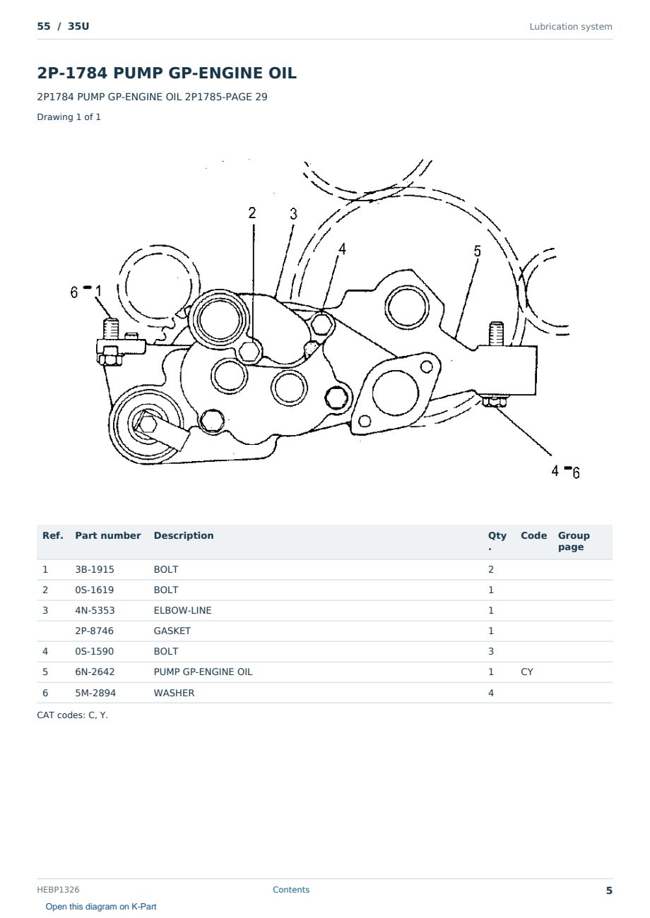 Caterpillar 55 S/N 35U Partsbook HEBP1326 (English) - sample page 5 of 10 Caterpillar 55 S/N 35U Partsbook HEBP1326 (English) - sample page 5 of 10