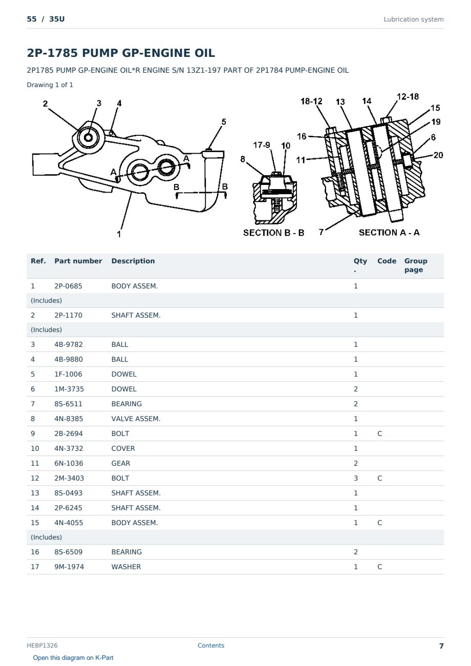 Caterpillar 55 S/N 35U Partsbook HEBP1326 (English) - sample page 7 of 10 Caterpillar 55 S/N 35U Partsbook HEBP1326 (English) - sample page 7 of 10