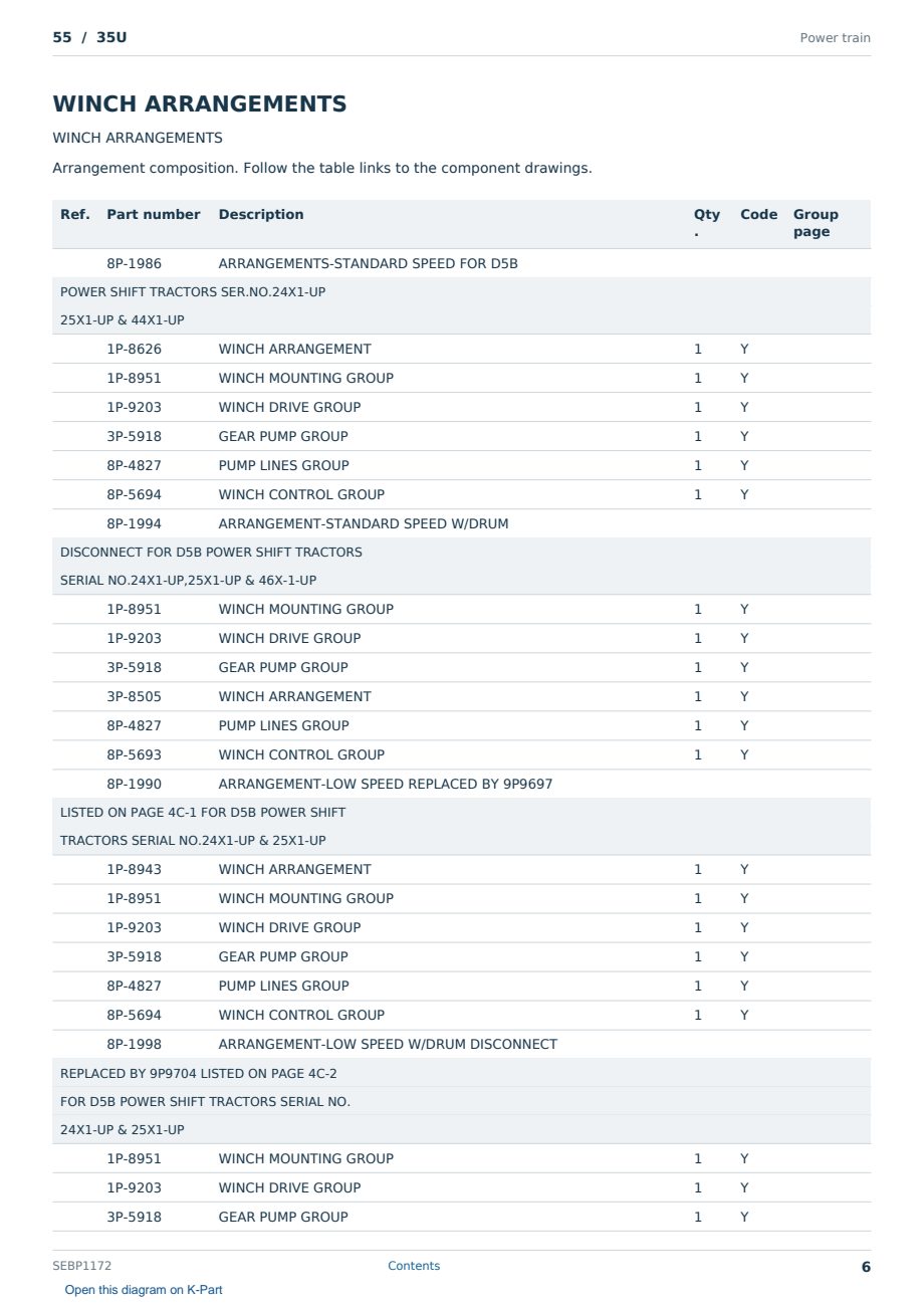 Caterpillar 55 S/N 35U Partsbook SEBP1172 (English) - sample page 6 of 10 Caterpillar 55 S/N 35U Partsbook SEBP1172 (English) - sample page 6 of 10