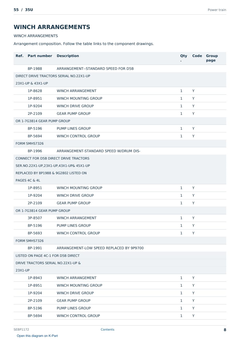 Caterpillar 55 S/N 35U Partsbook SEBP1172 (English) - sample page 8 of 10 Caterpillar 55 S/N 35U Partsbook SEBP1172 (English) - sample page 8 of 10